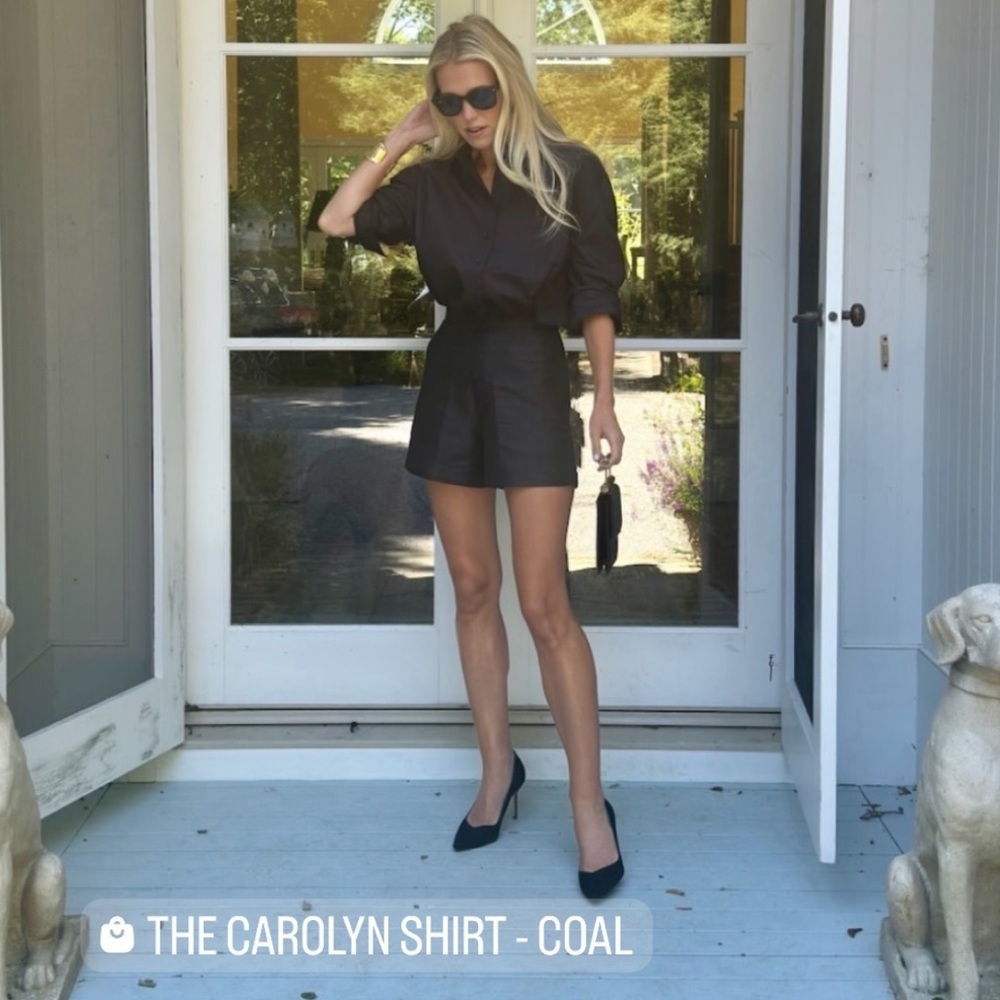Julia Amory Carolyn Button Down Shirt in Coal Black Medium NWT - Picture 3 of 6